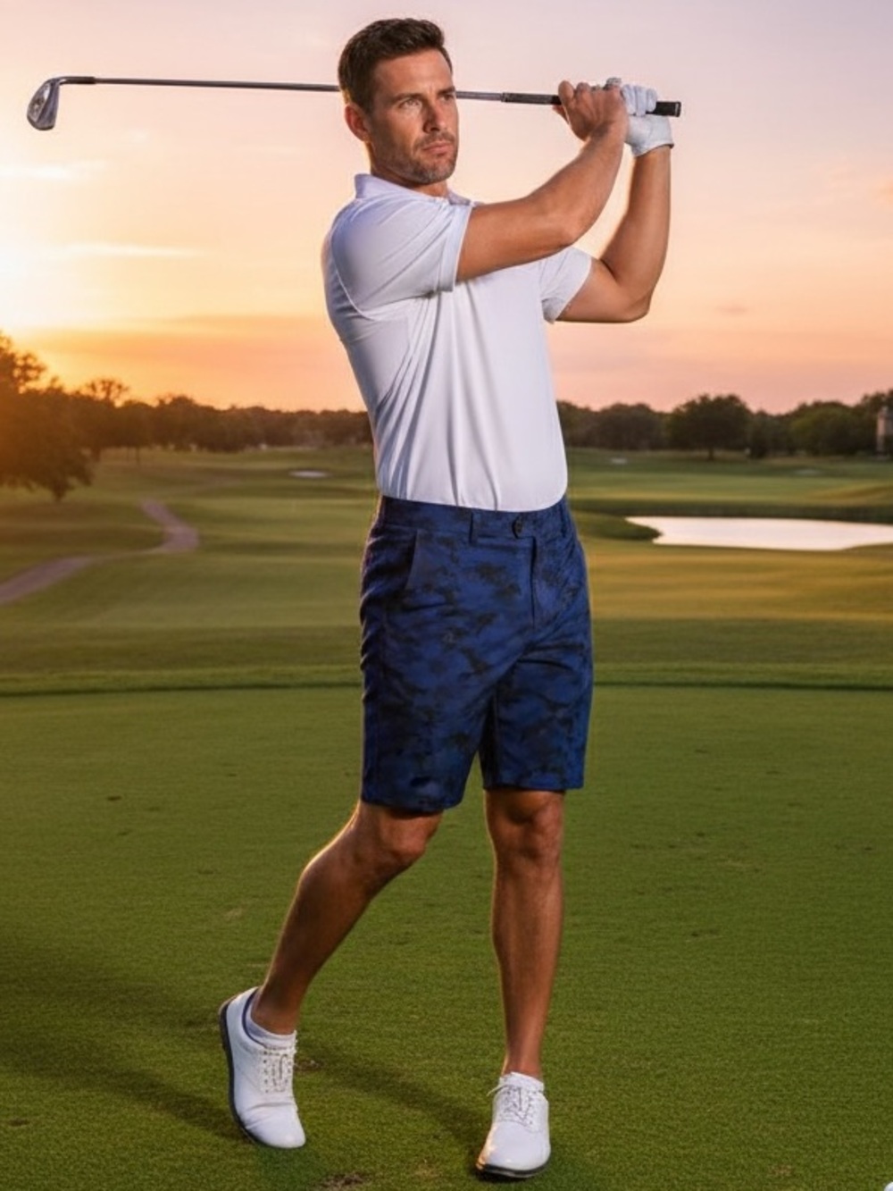 G/FORE Men's Camo Maverick 4-Way Stretch Shorts